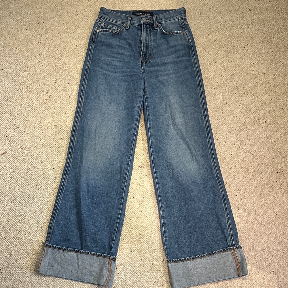 Veronica Beard Wide Leg Cuffed Women’s Jeans - Blue